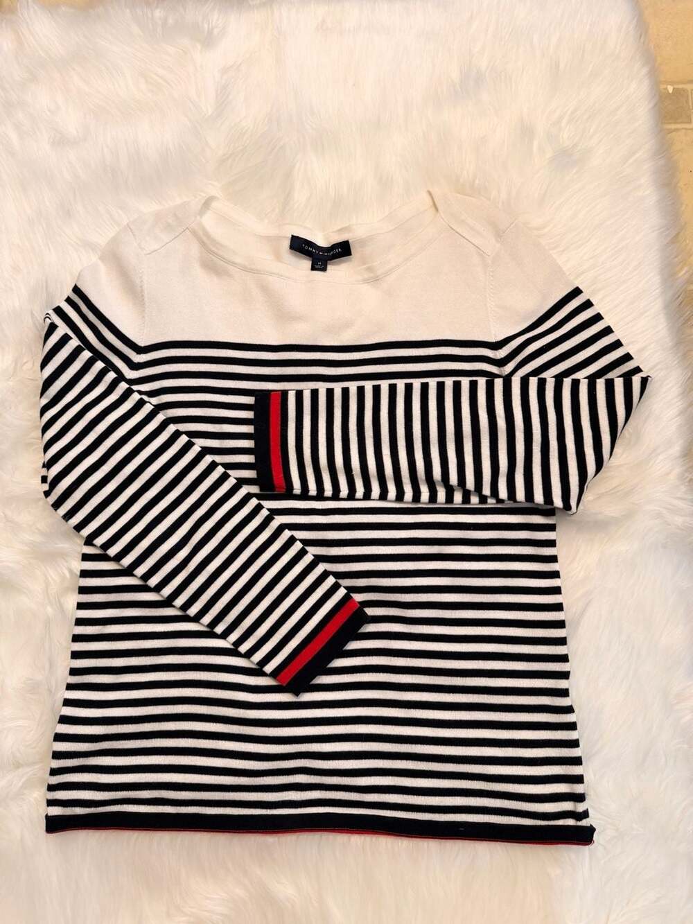 Tommy Hilfiger Women's Striped Boat Neck Sweater Size M
